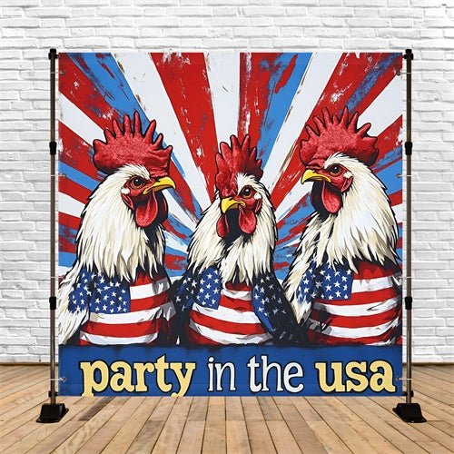 4th of July Photo Backdrop Star-Spangled Chickens Backdrop GQ6-84