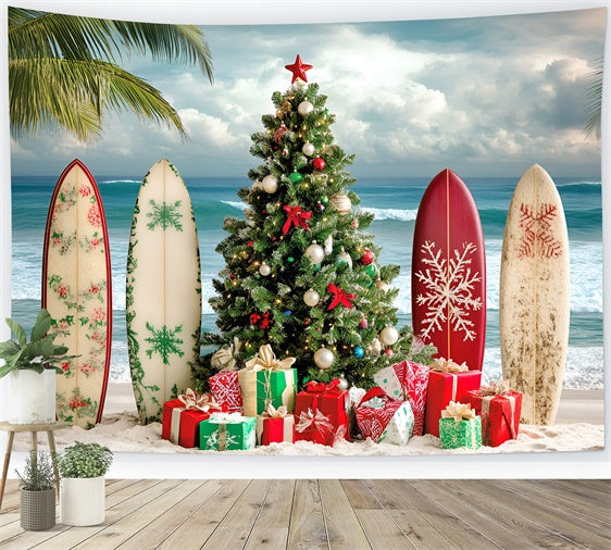Summer Backdrops Tropical Surf Beach Christmas Backdrop GQ6-9