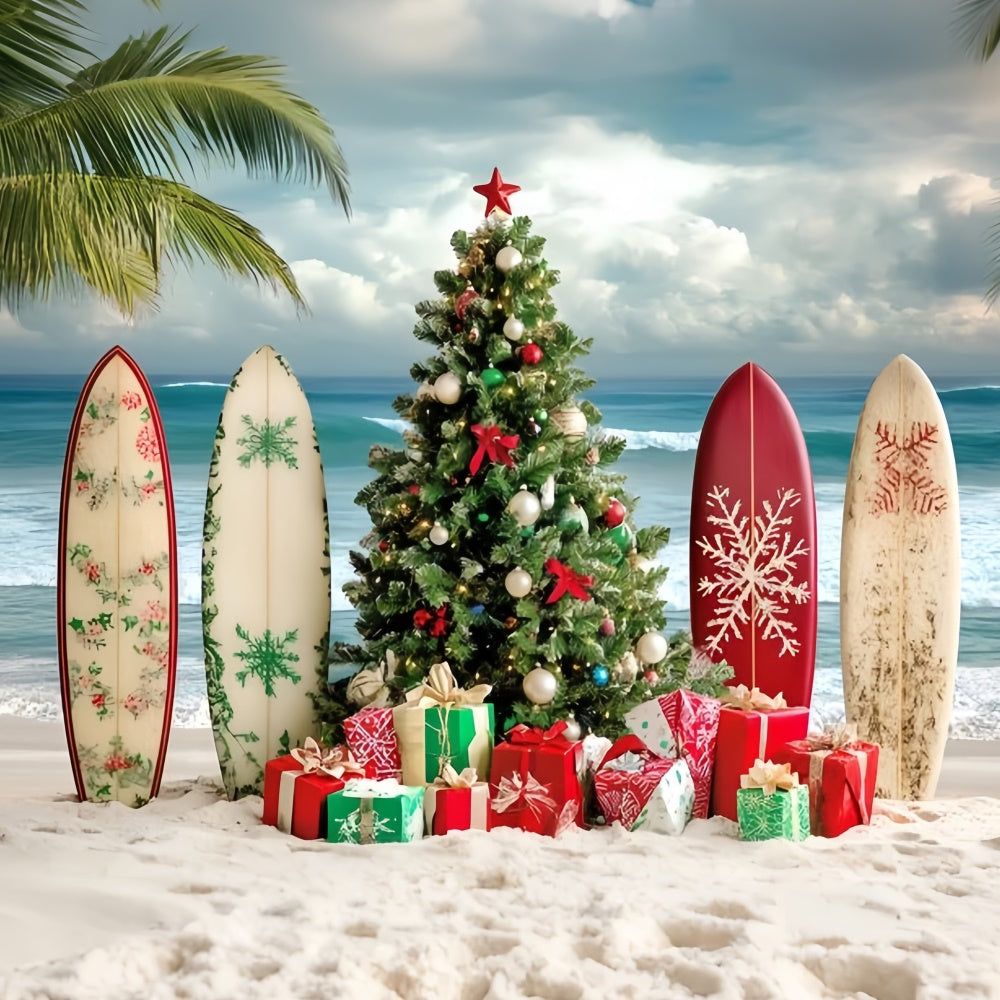 Summer Backdrops Tropical Surf Beach Christmas Backdrop GQ6-9