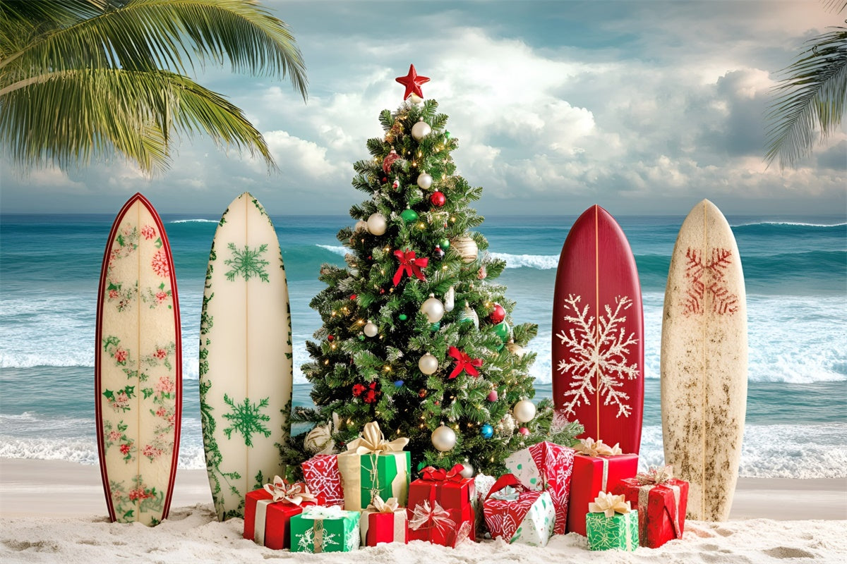 Summer Backdrops Tropical Surf Beach Christmas Backdrop GQ6-9