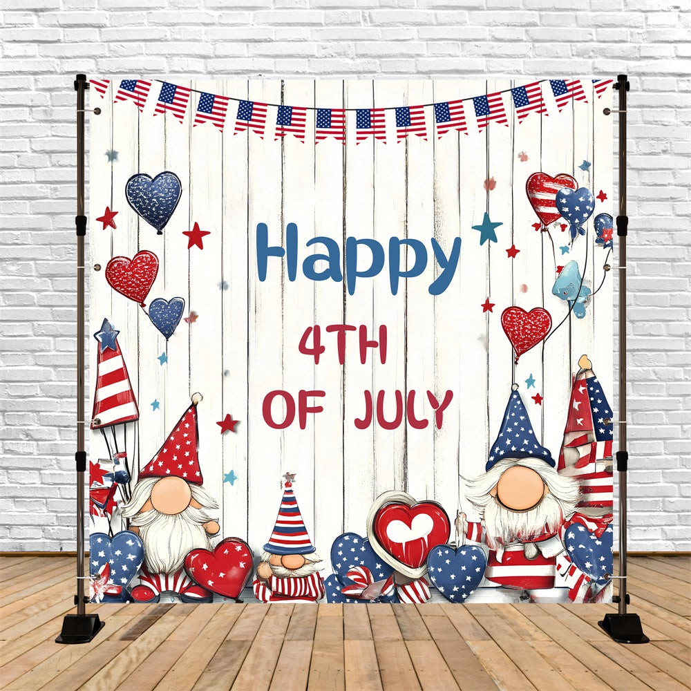Independence Day Backdrops Patriotic Gnome Party Backdrop GQ6-92