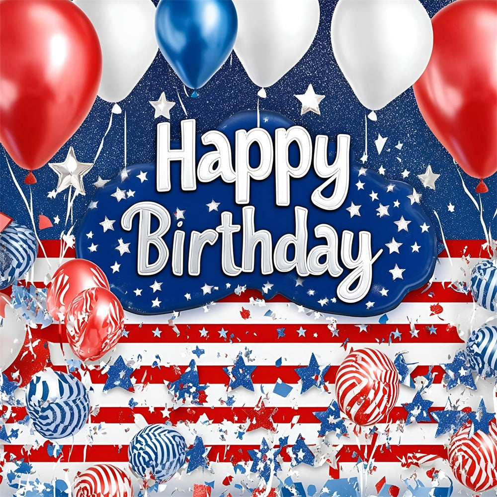 Happy Birthday Backdrop Confetti Balloon 4th of July Backdrops GQ6-99