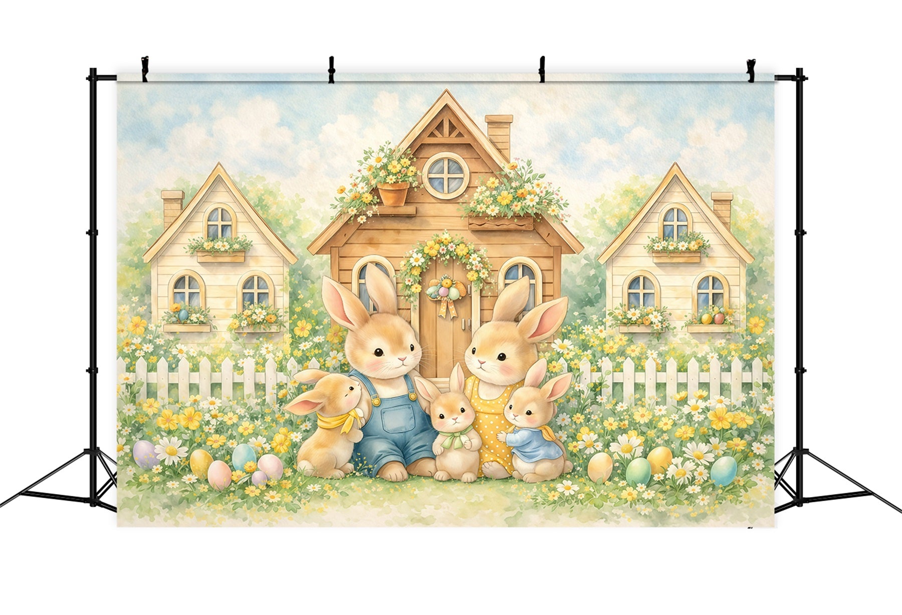 Peter Rabbit Backdrop Storybook Bunny Family Village Easter Photoshoot Backdrop GQ61-15