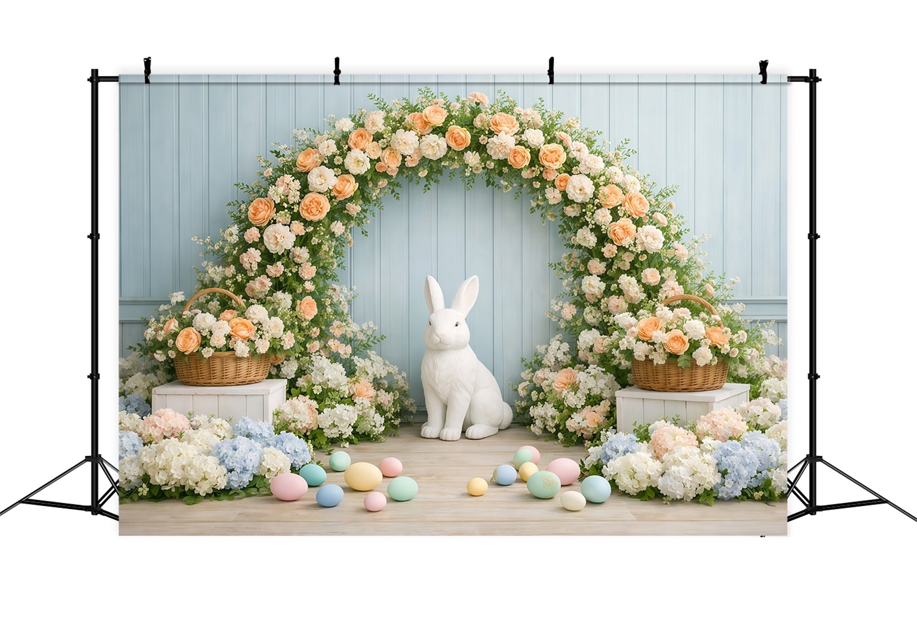 Easter Wall Backdrop Blossom Bunny Flower Arch Easter Backdrop For Photography GQ61-18