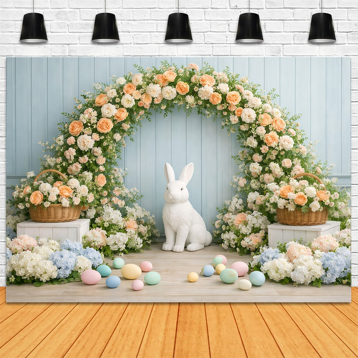 Easter Wall Backdrop Blossom Bunny Flower Arch Easter Backdrop For Photography GQ61-18