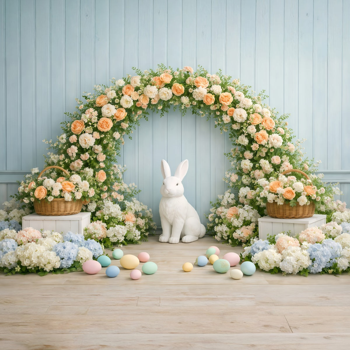 Easter Wall Backdrop Blossom Bunny Flower Arch Easter Backdrop For Photography GQ61-18