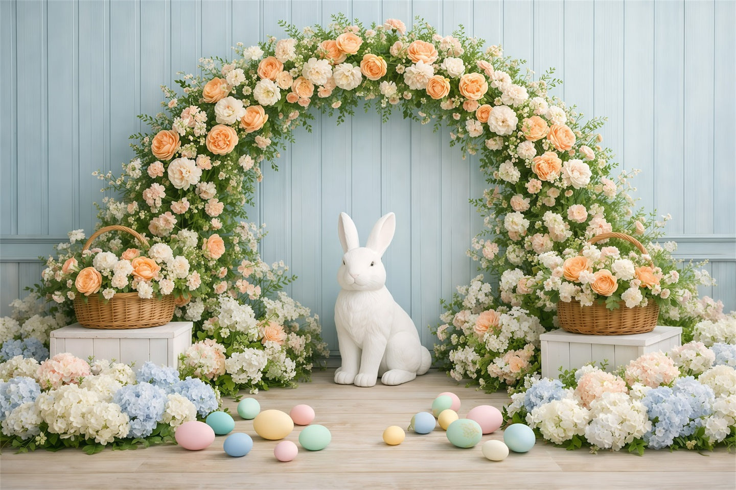 Easter Wall Backdrop Blossom Bunny Flower Arch Easter Backdrop For Photography GQ61-18