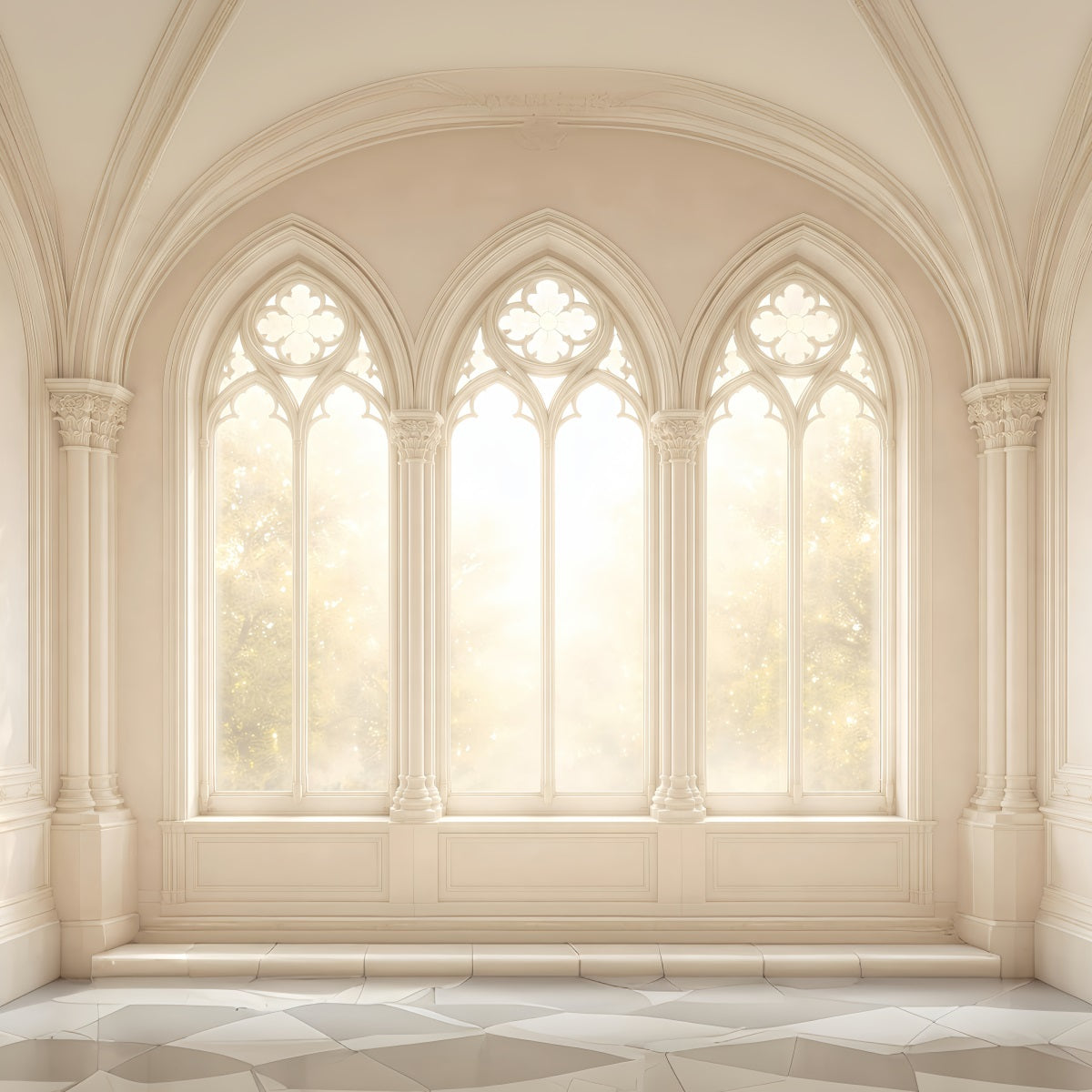 Easter Backdrop For Church Sunlit Gothic Arched Windows Easter Backdrop For Photos GQ61-2