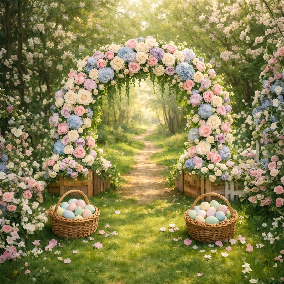 Easter Spring Backdrops Pastel Floral Garden Arch Photography Easter Backdrop GQ61-20