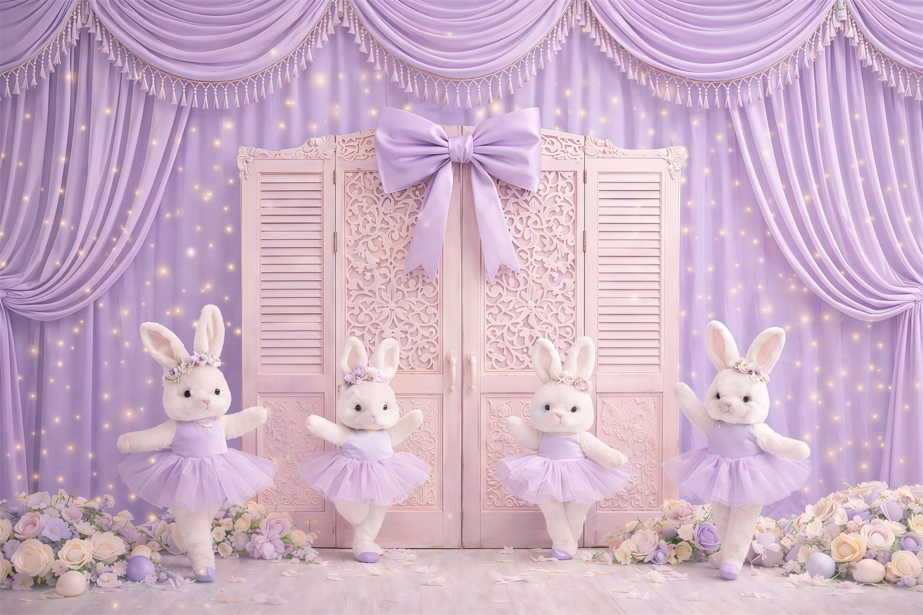 Bunny Backdrop Ideas Lavender Curtain Ballet Stage Backdrop For Easter Pictures GQ61-26