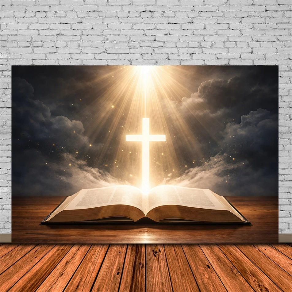 Easter Backdrop Church Glorious Cross Holy Book Easter Photography Backdrop GQ61-3
