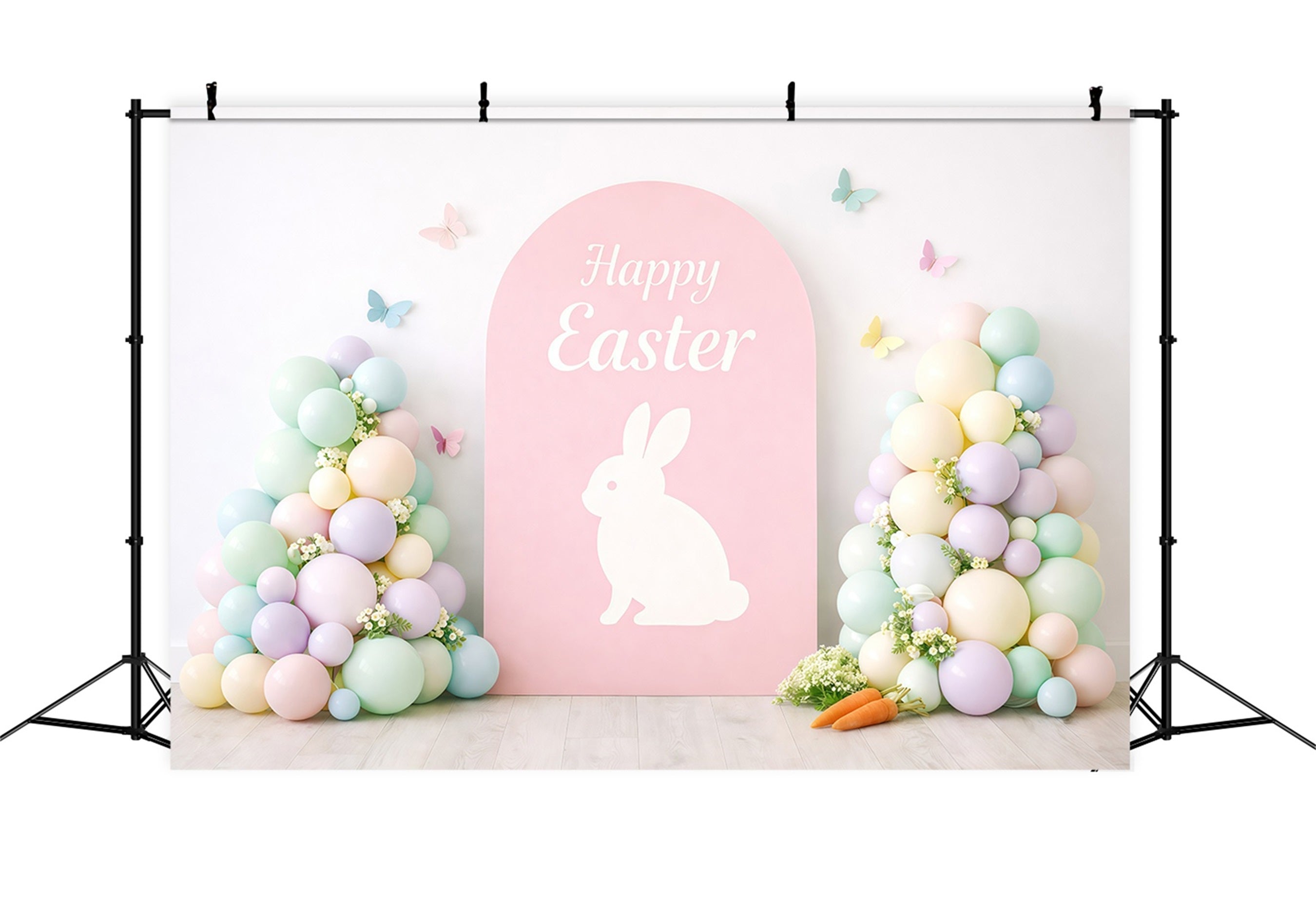 Easter Backdrop Balloons Pastel Macaron Bunny Arch Happy Easter Photo Backdrop GQ61-30