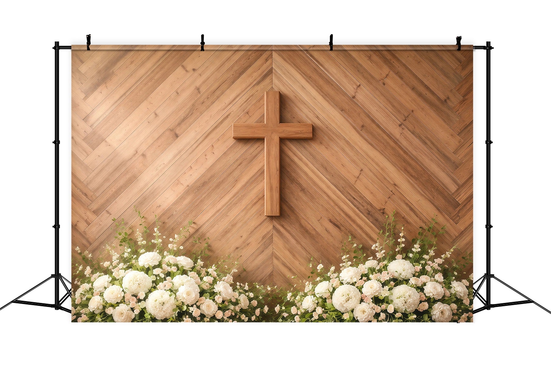 Easter Sunday Backdrop Wooden Cross Floral Altar Easter Picture Backdrop Ideas GQ61-4