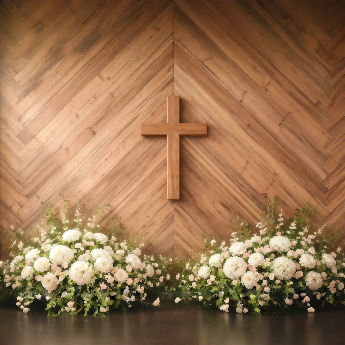 Easter Sunday Backdrop Wooden Cross Floral Altar Easter Picture Backdrop Ideas GQ61-4
