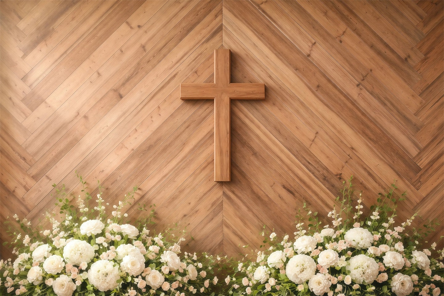 Easter Sunday Backdrop Wooden Cross Floral Altar Easter Picture Backdrop Ideas GQ61-4