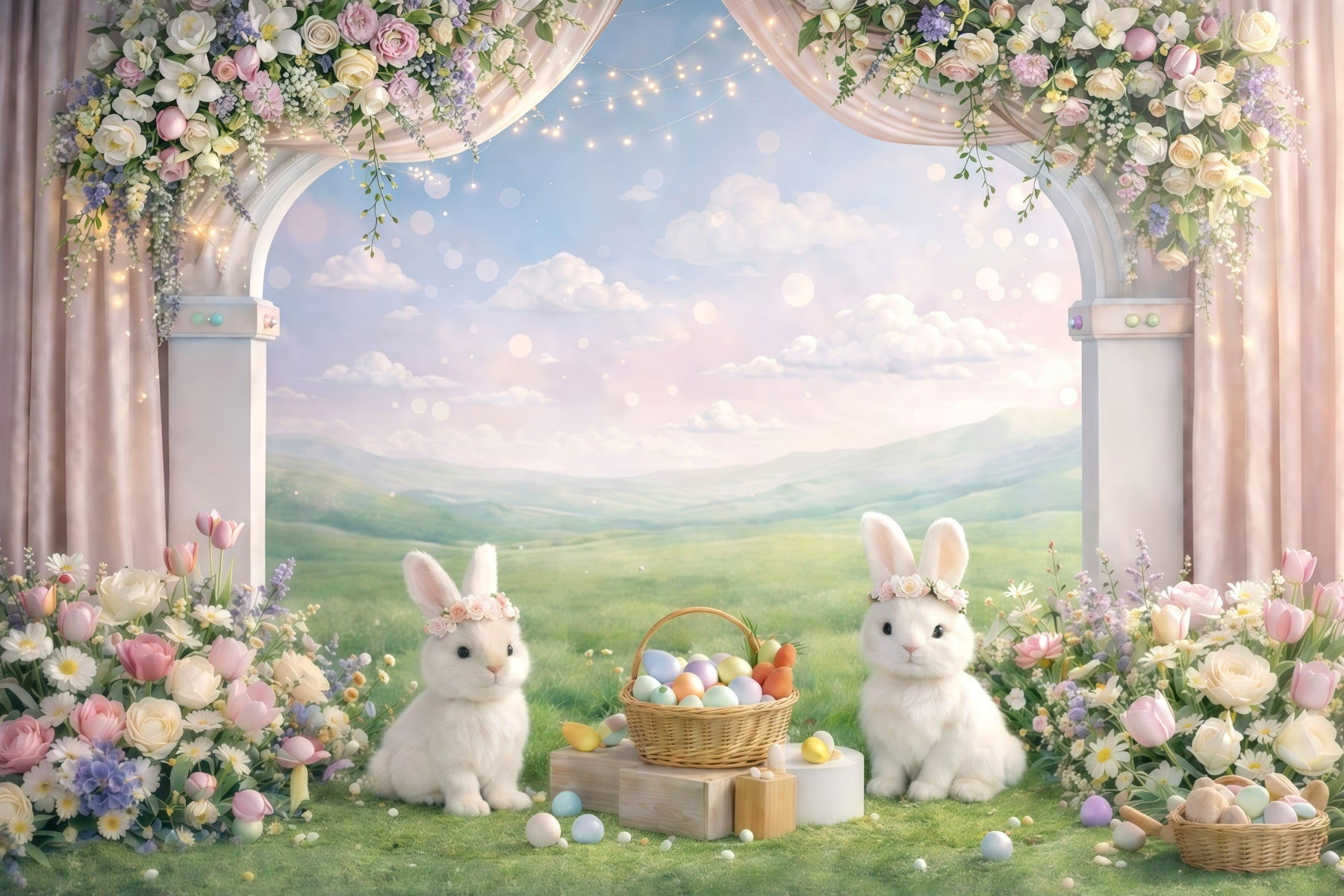 Bunny Backdrop Ideas Garden Arch Bunny Meadow Easter Photography Backdrop GQ61-41