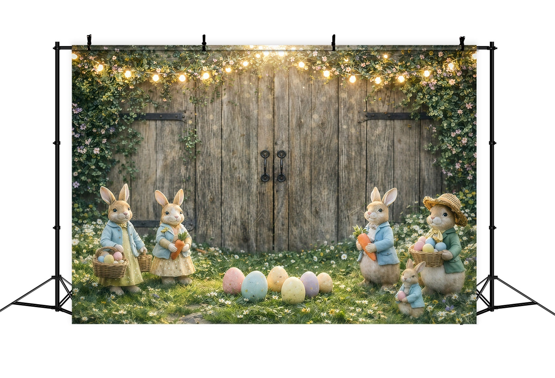 Peter Rabbit Photo Backdrop Rustic Bunny Egg Gathering Backdrops Easter GQ61-48