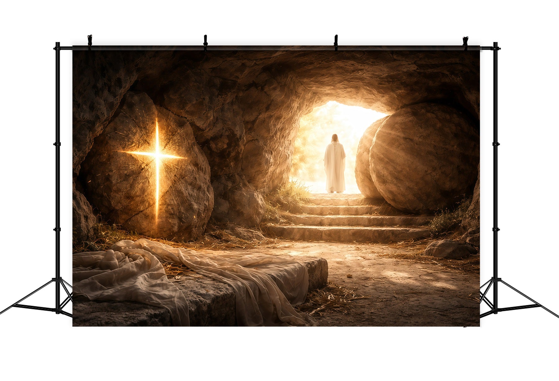 Easter Photo Backdrops For Church Resurrection Cave Radiant Light Backdrop For Easter GQ61-5