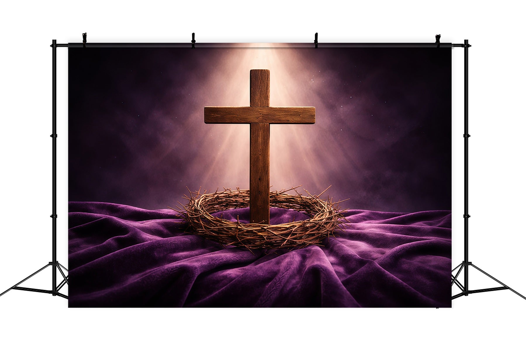Easter Sunday Photo Backdrop Crown Thorns Cross Light Photo Backdrop Easter GQ61-7