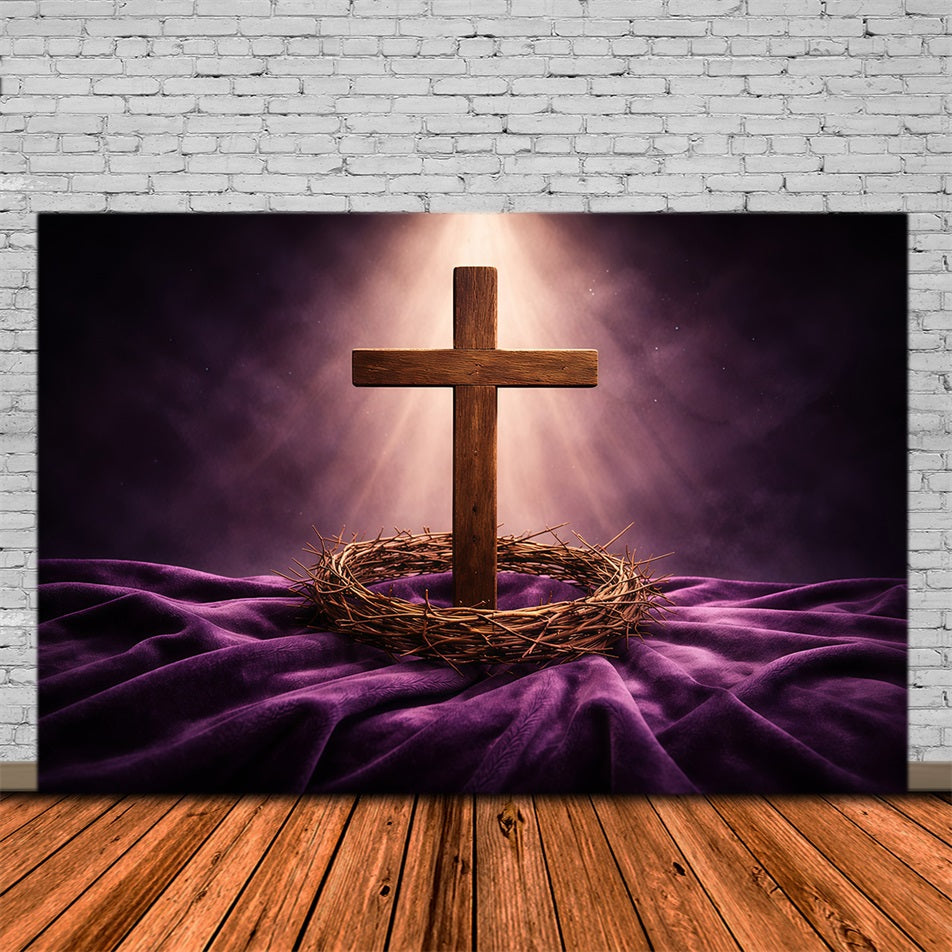 Easter Sunday Photo Backdrop Crown Thorns Cross Light Photo Backdrop Easter GQ61-7