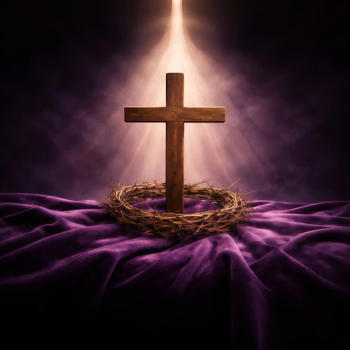 Easter Sunday Photo Backdrop Crown Thorns Cross Light Photo Backdrop Easter GQ61-7