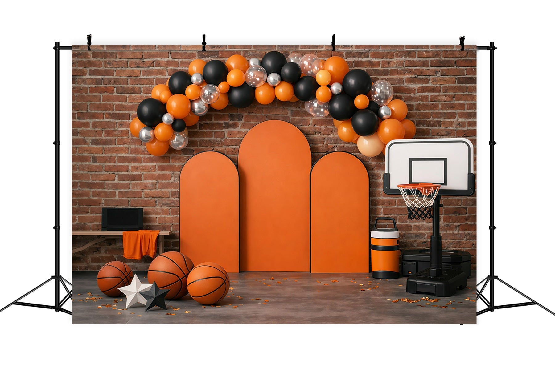 Basketball Backdrop Brick Wall Balloon Arch Sports Backdrops For Photography GQ61-72