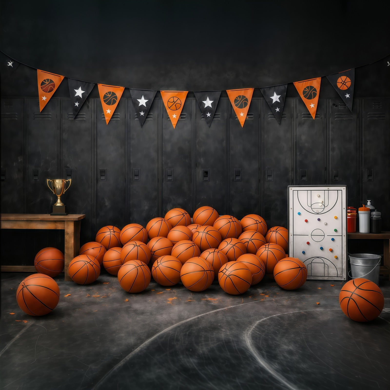 Basketball Backdrops School Locker Room Victory Sports Photo Backdrops GQ61-76