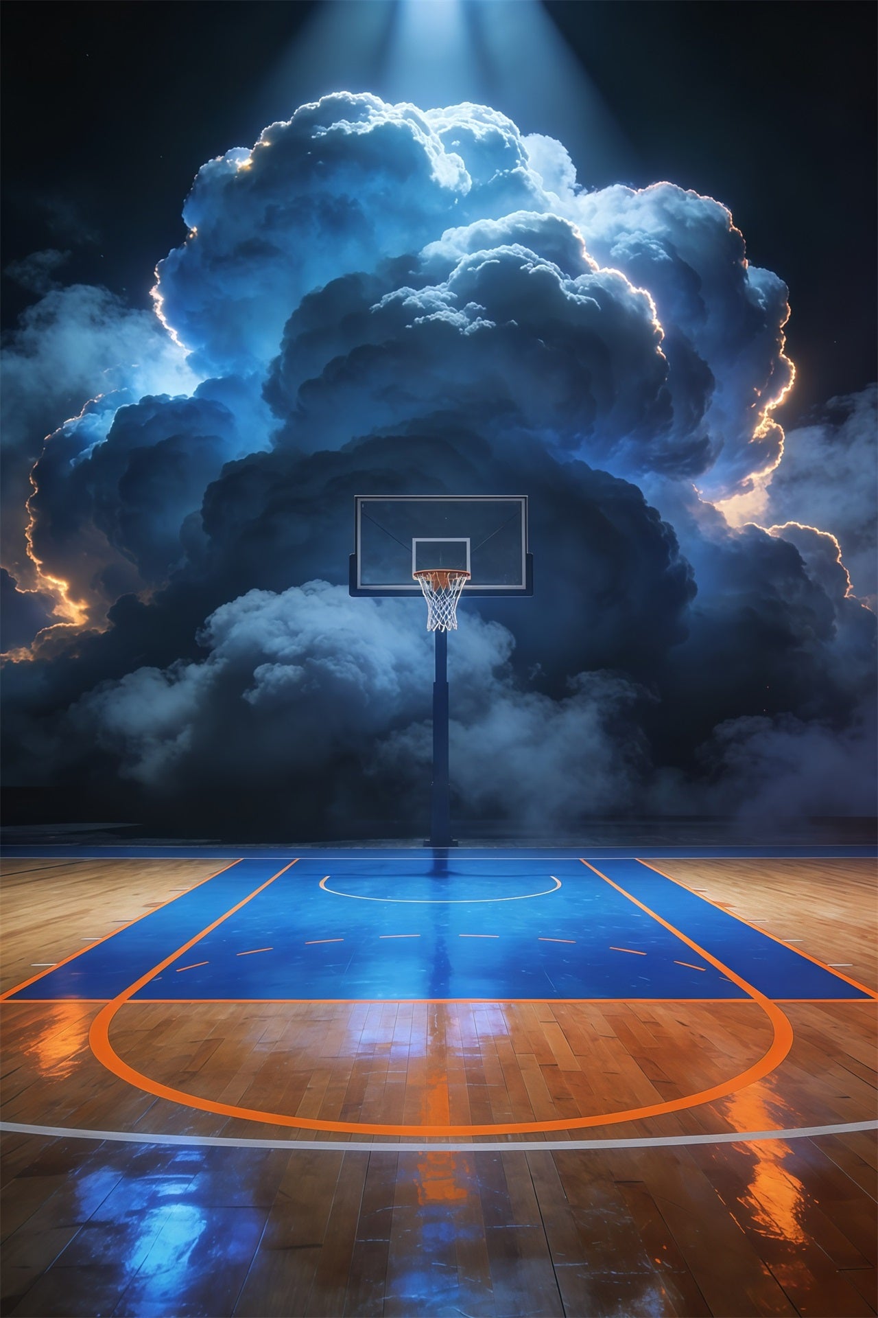 Basketball Photo Backdrop Stormy Arena Court Sports Photography Backdrop GQ61-77