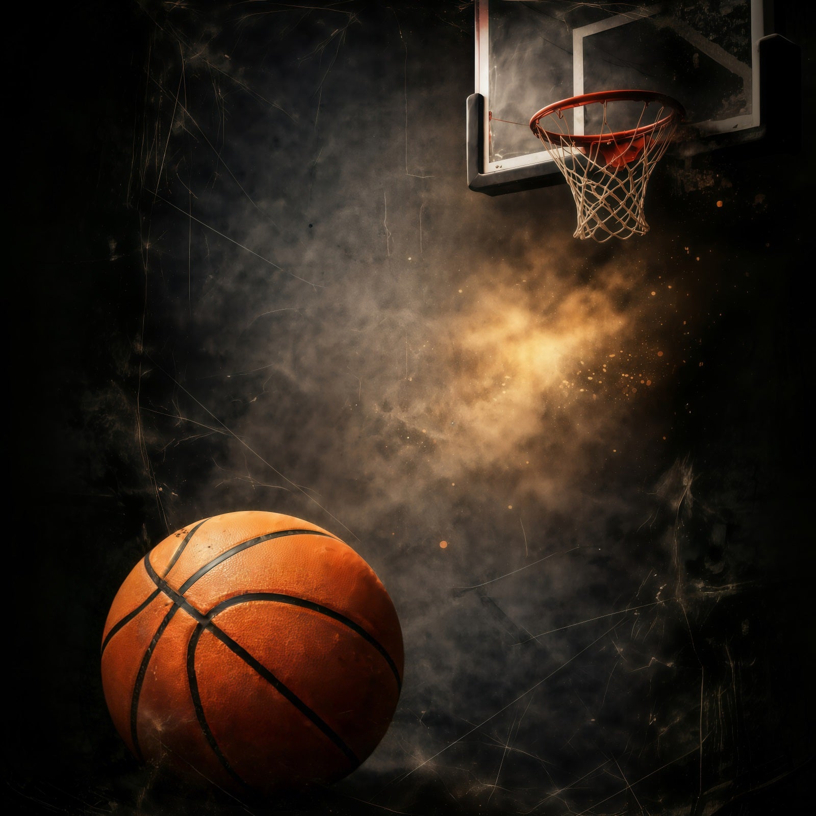 Basketball Photo Backdrop Grunge Hoop Dust Explosion Sports Theme Backdrop GQ61-87