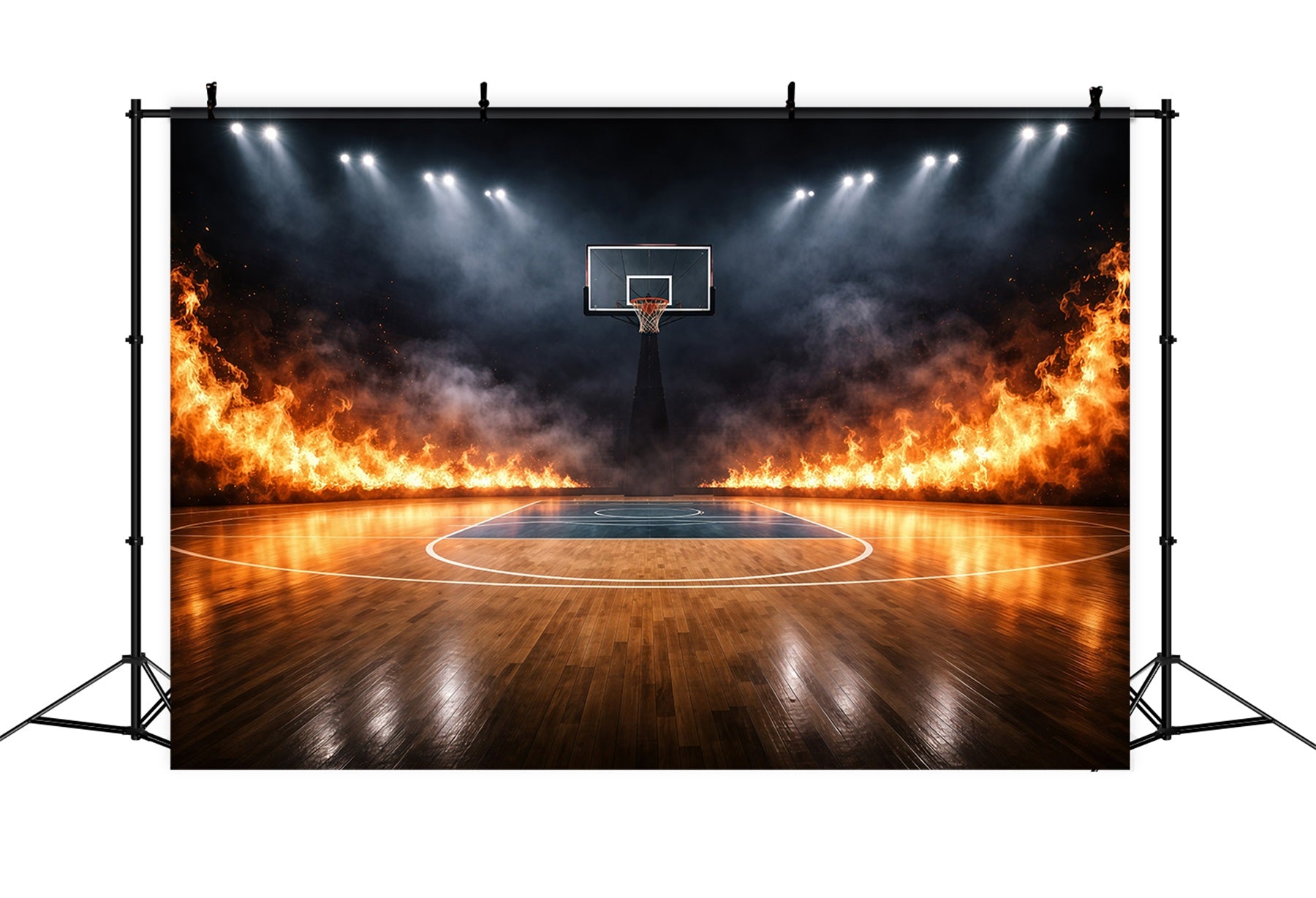 Basketball Backdrop For Photography Inferno Stadium Court Sports Backdrop GQ61-88