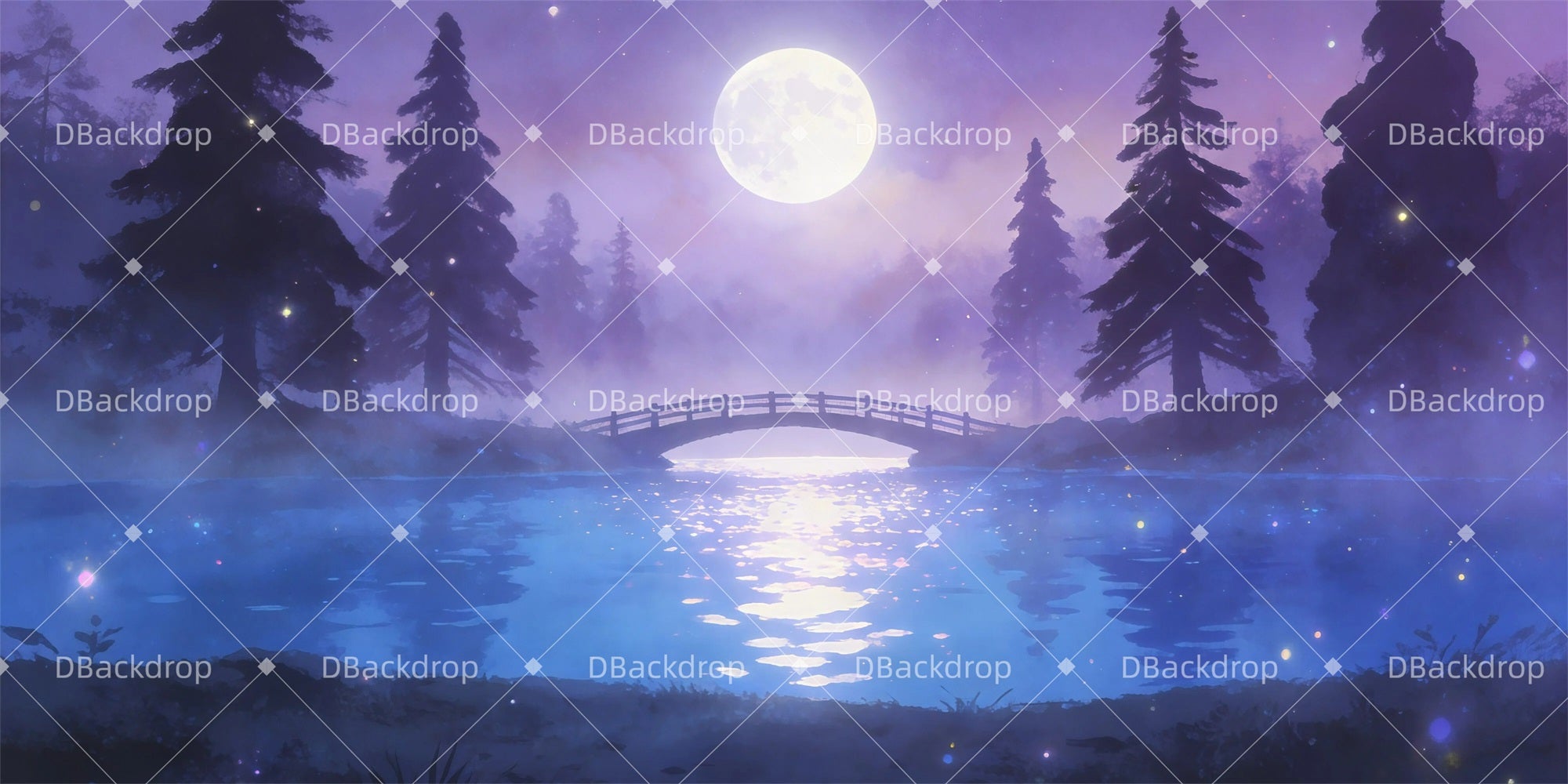 Forest Stage Backdrop Lakeside Romance Theater Backdrops GQ61-T16