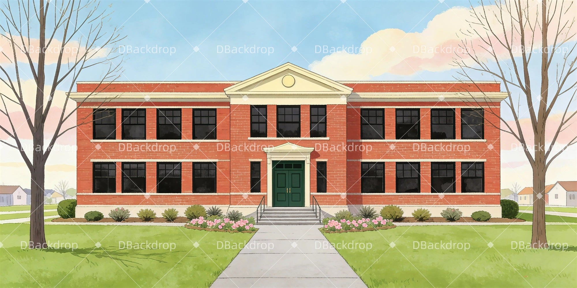Professional Stage Backdrops School Main Gate Theater Backdrop GQ61-T21