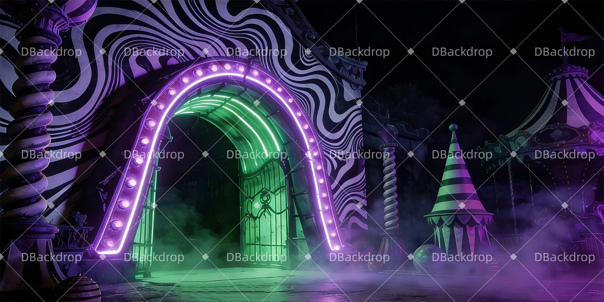 Circus Stage Backdrop Neon Carnival Performance Backdrops GQ61-T4