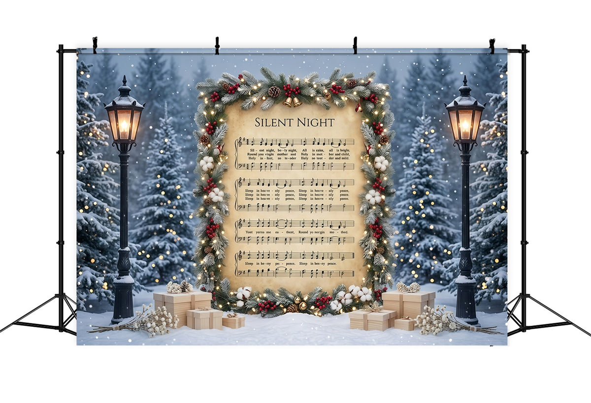 Christmas Carol Backdrop Silent Night Sheet Music Christmas Theme Photo Backdrop GQ610-116