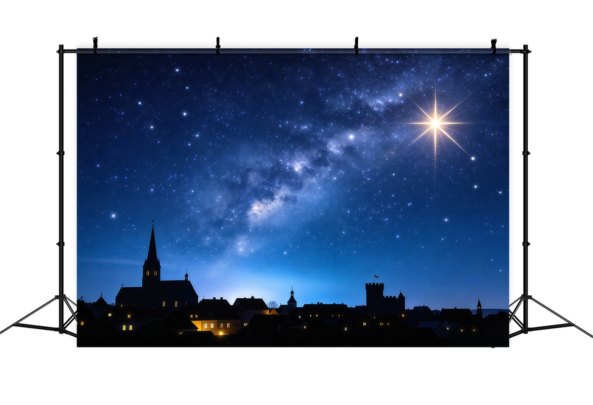 Nativity Scene Backdrop Radiant Star Village Skyline Christmas Photo Backdrop Ideas GQ610-38