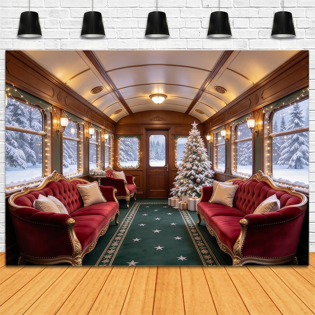 Christmas Backdrops for Photography Crimson Velvet Railway Lounge Christmas Photography Backdrop GQ610-41