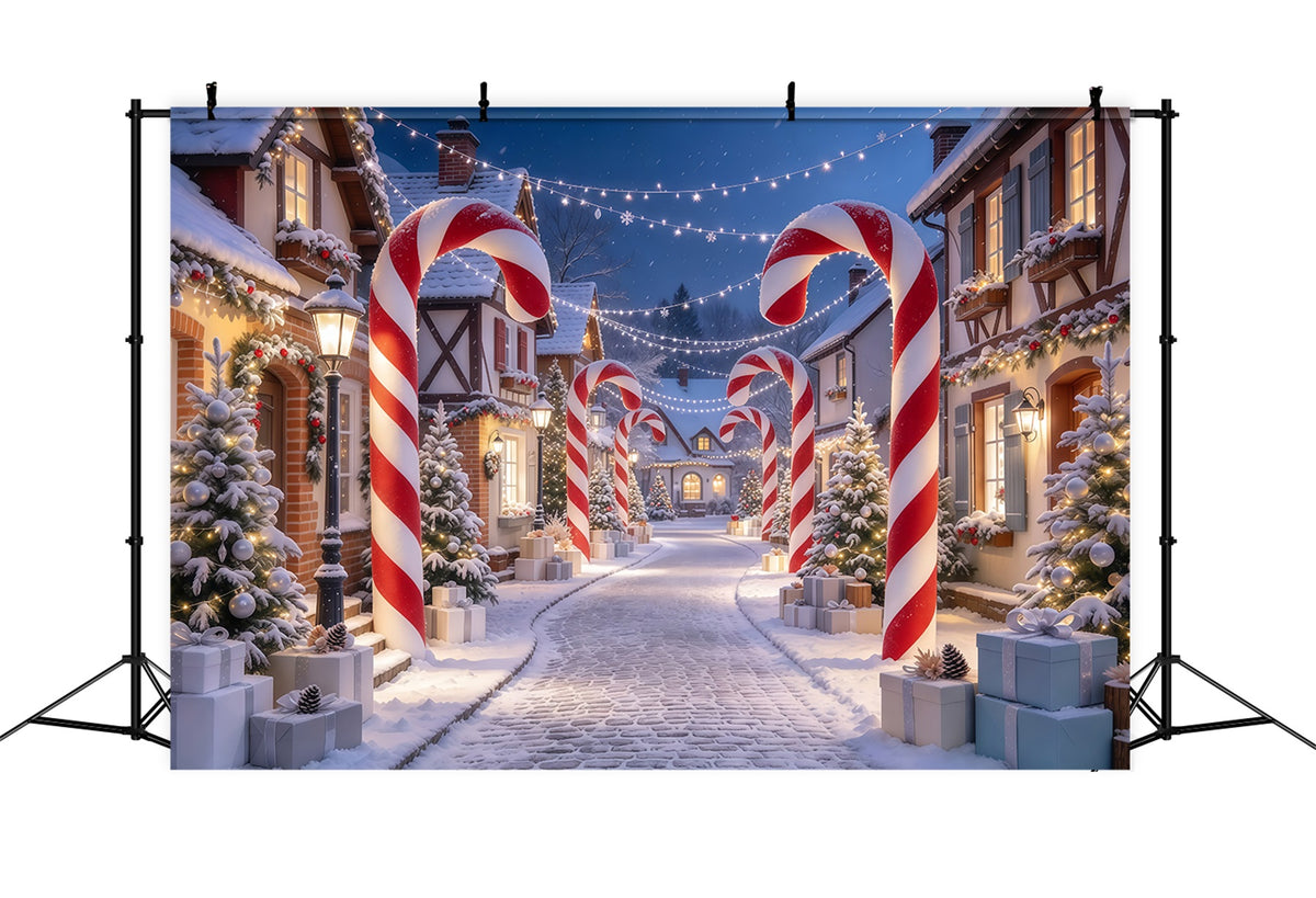 Christmas Village Backdrops Candy Cane House Gateway Photography Christmas Backdrops GQ610-44