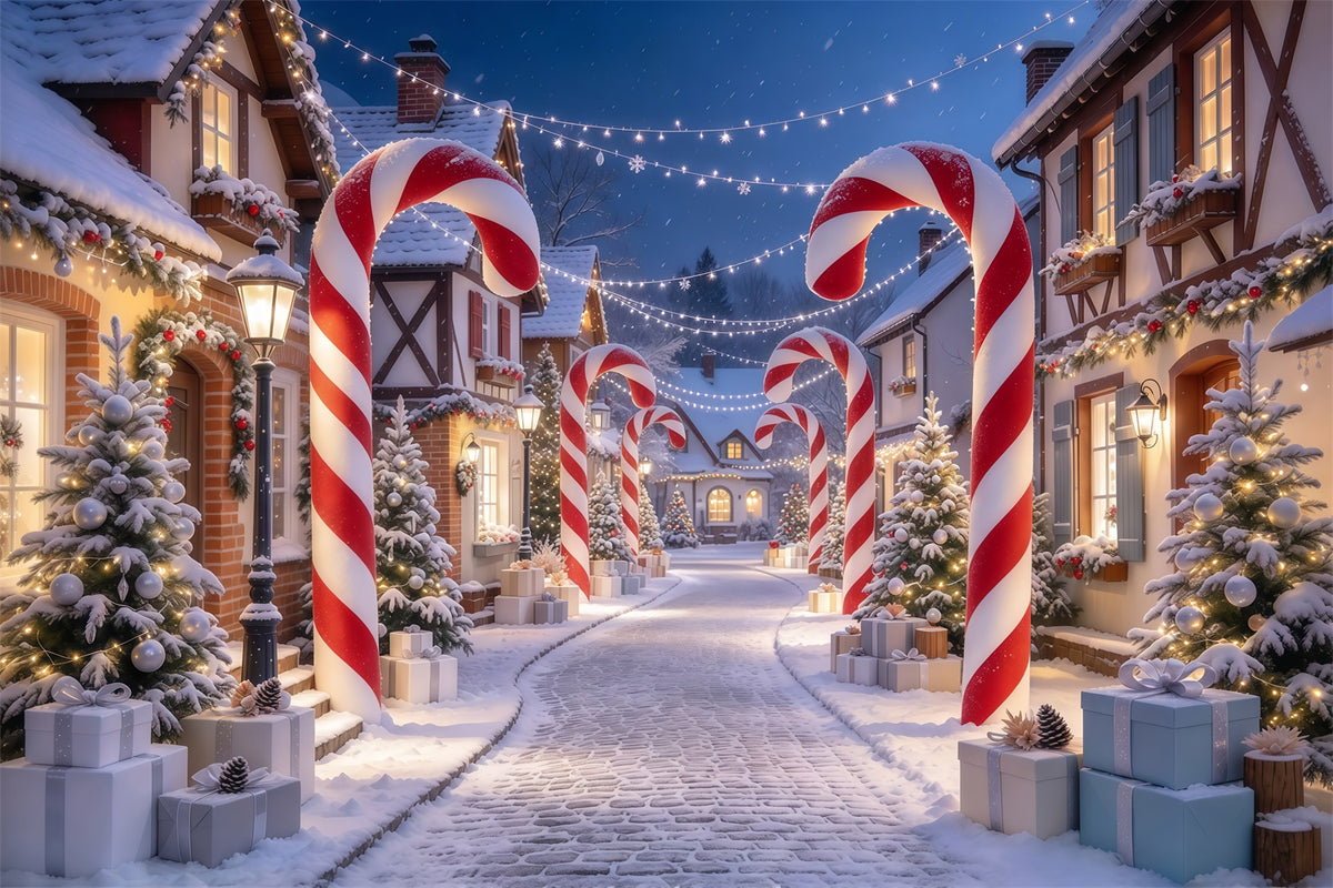 Christmas Village Backdrops Candy Cane House Gateway Photography Christmas Backdrops GQ610-44