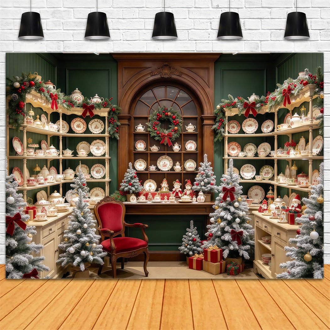 Santa Backdrop Festive Porcelain Cabinet Display Christmas Backdrop for Party GQ610-78