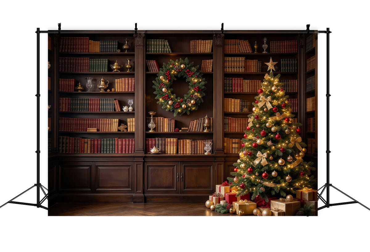 Victorian Christmas Backdrops Classic Library Tree Display Christmas Holiday Backdrops GQ610-98