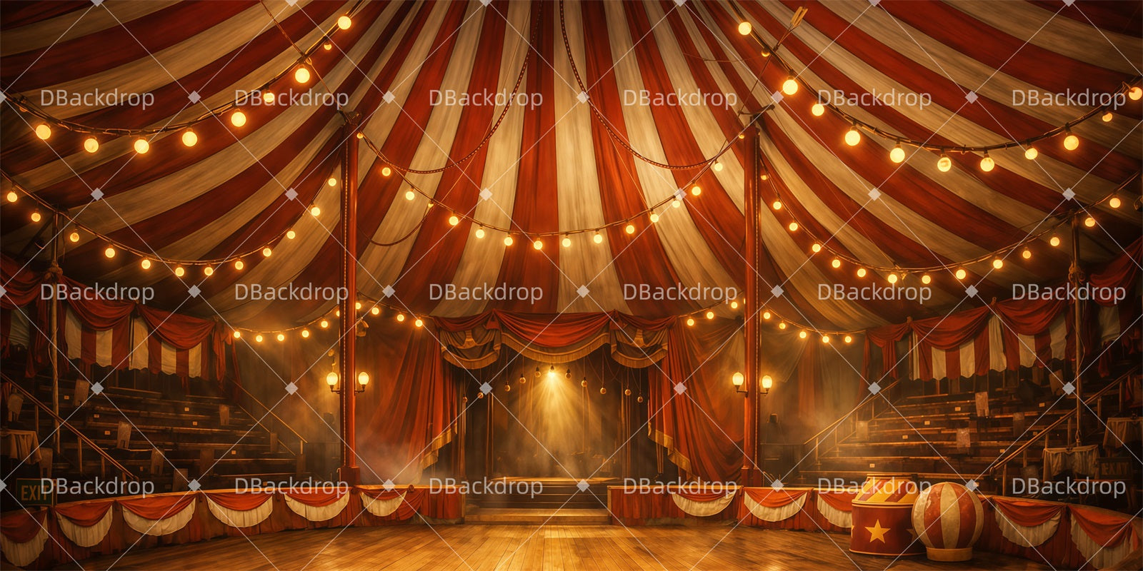 Circus Stage Backdrop Big Top Interior School Play Backdrops GQ62-T39