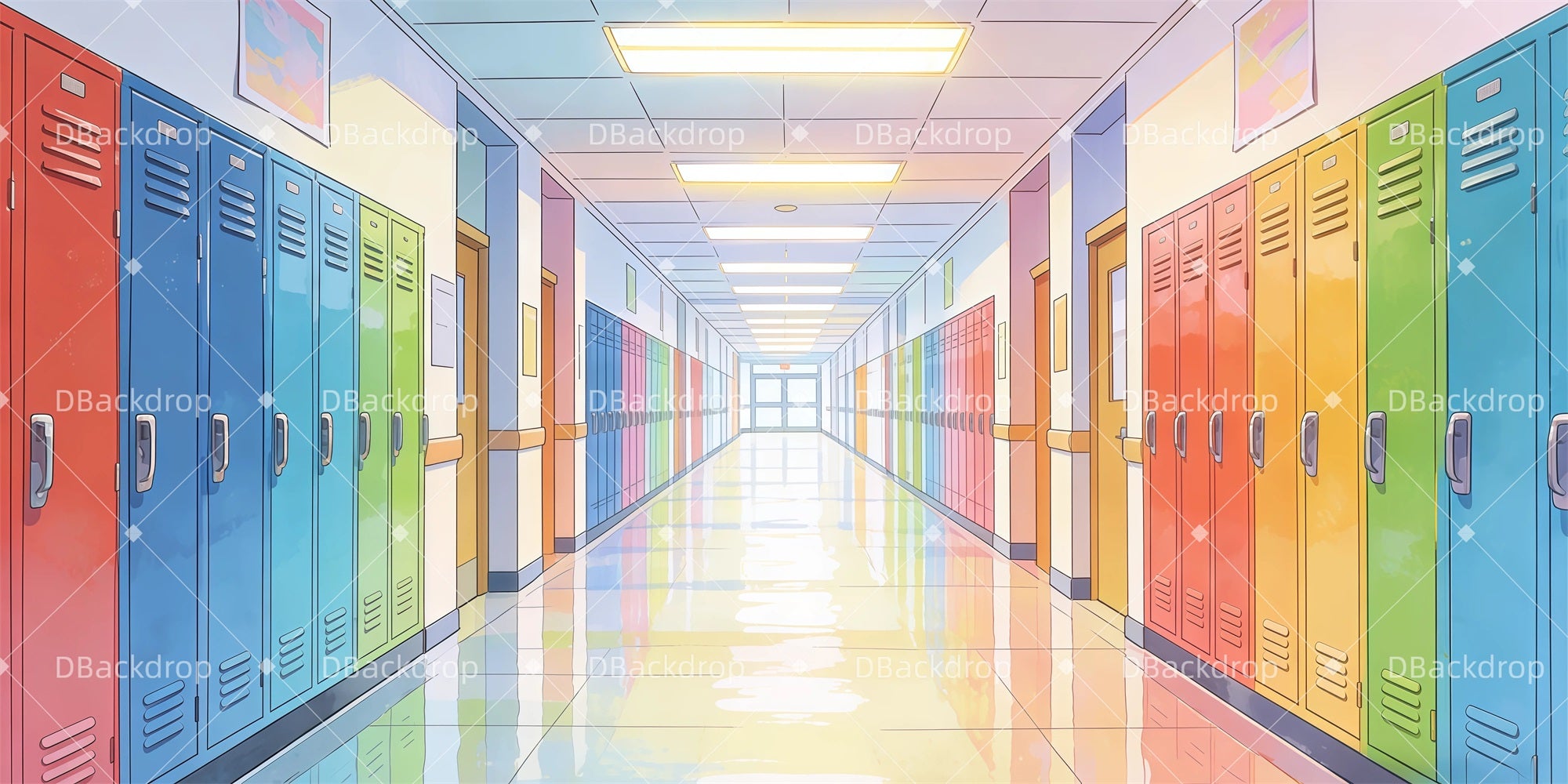 School Play Backdrops Hallway Lockers Performance Backdrops GQ62-T4