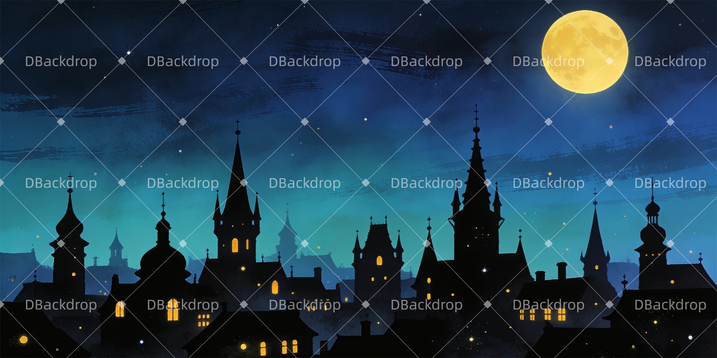 Stage Backdrops For Sale Midnight City Rooftop Backdrop For Theater GQ63-T10