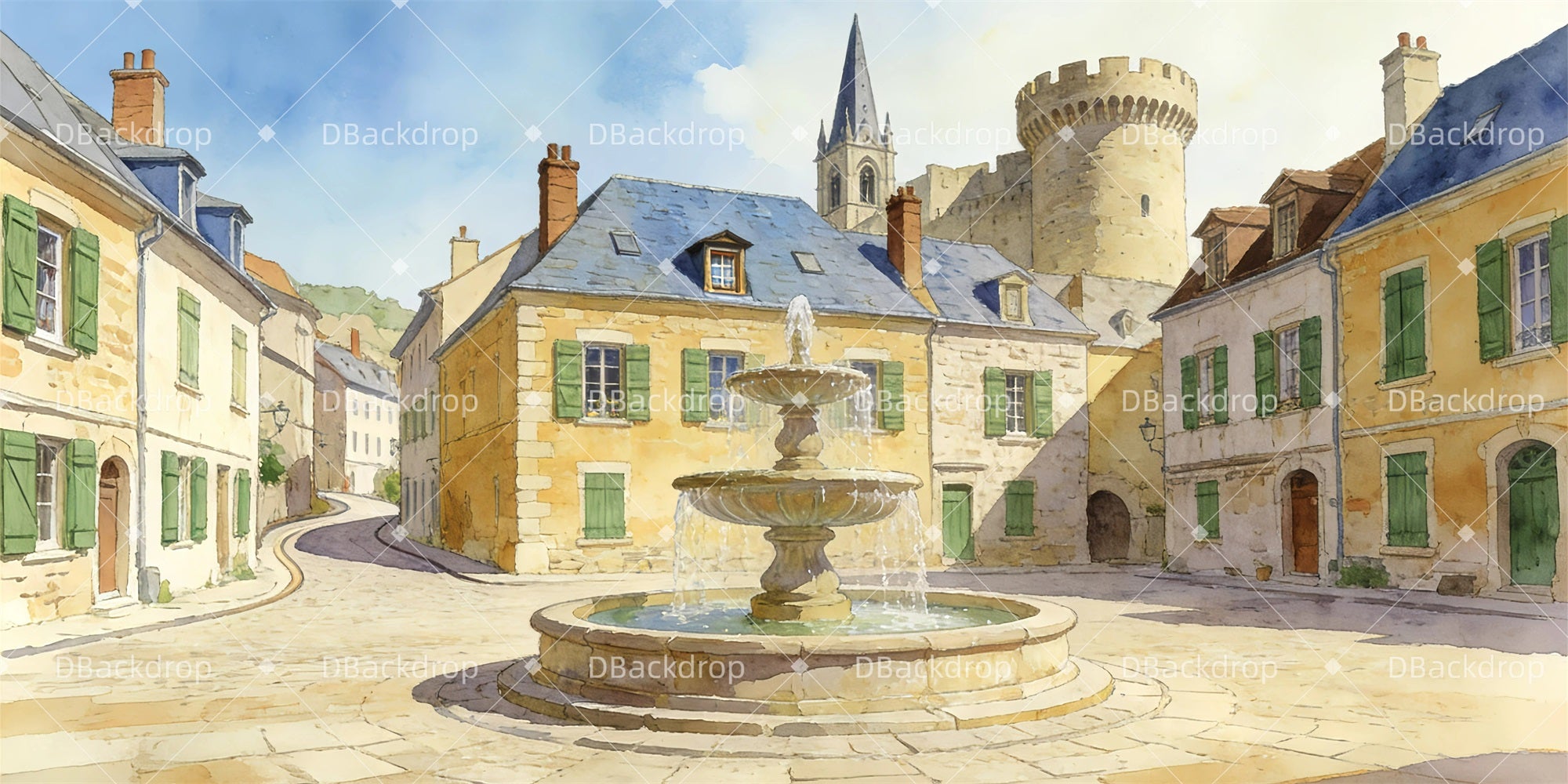 Theater Stage Backdrop Village Square Backdrop For Theater Play GQ63-T31