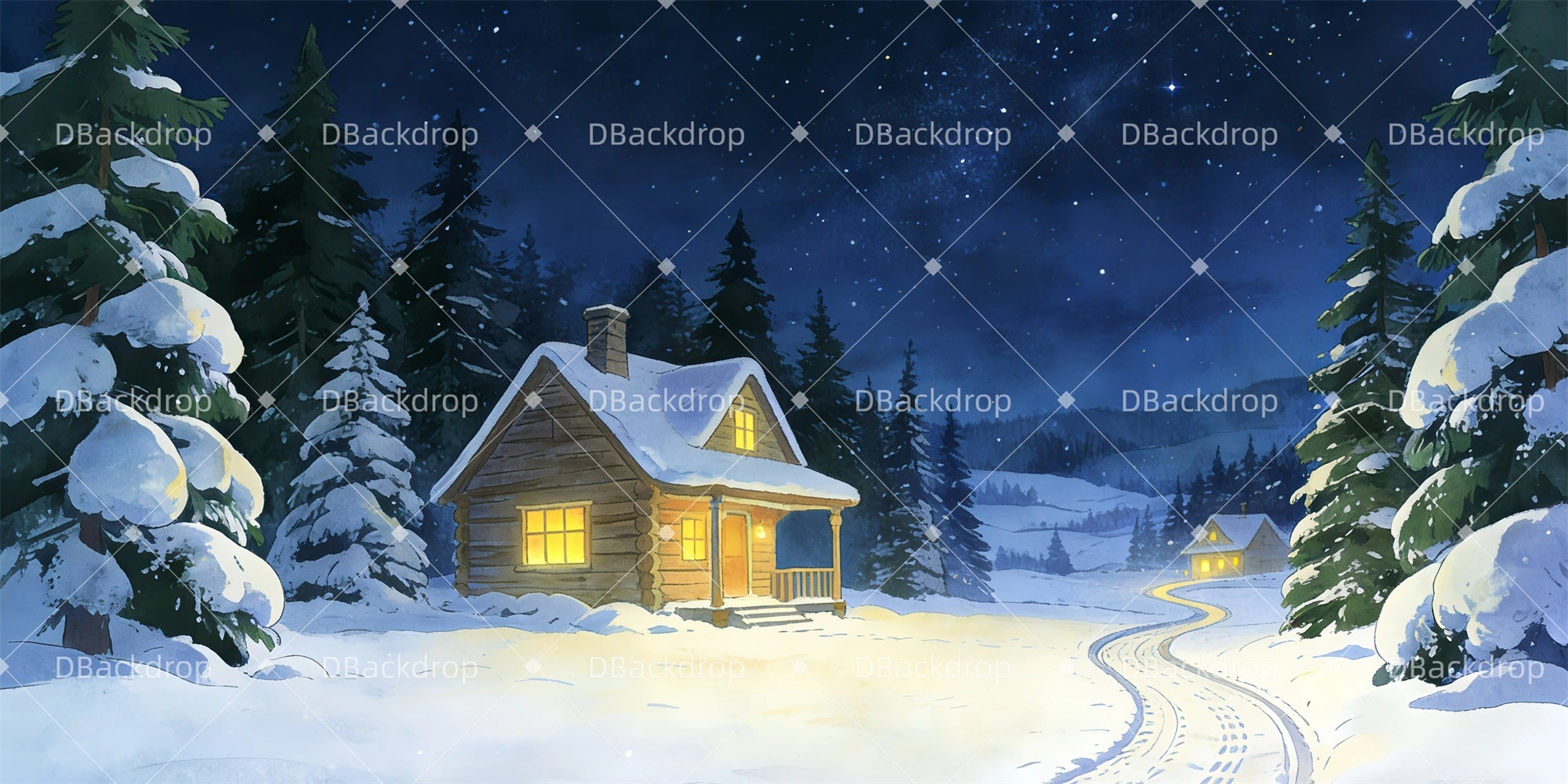Scenic Backdrops Snow Covered Village Stage Scenery Backdrops GQ63-T42