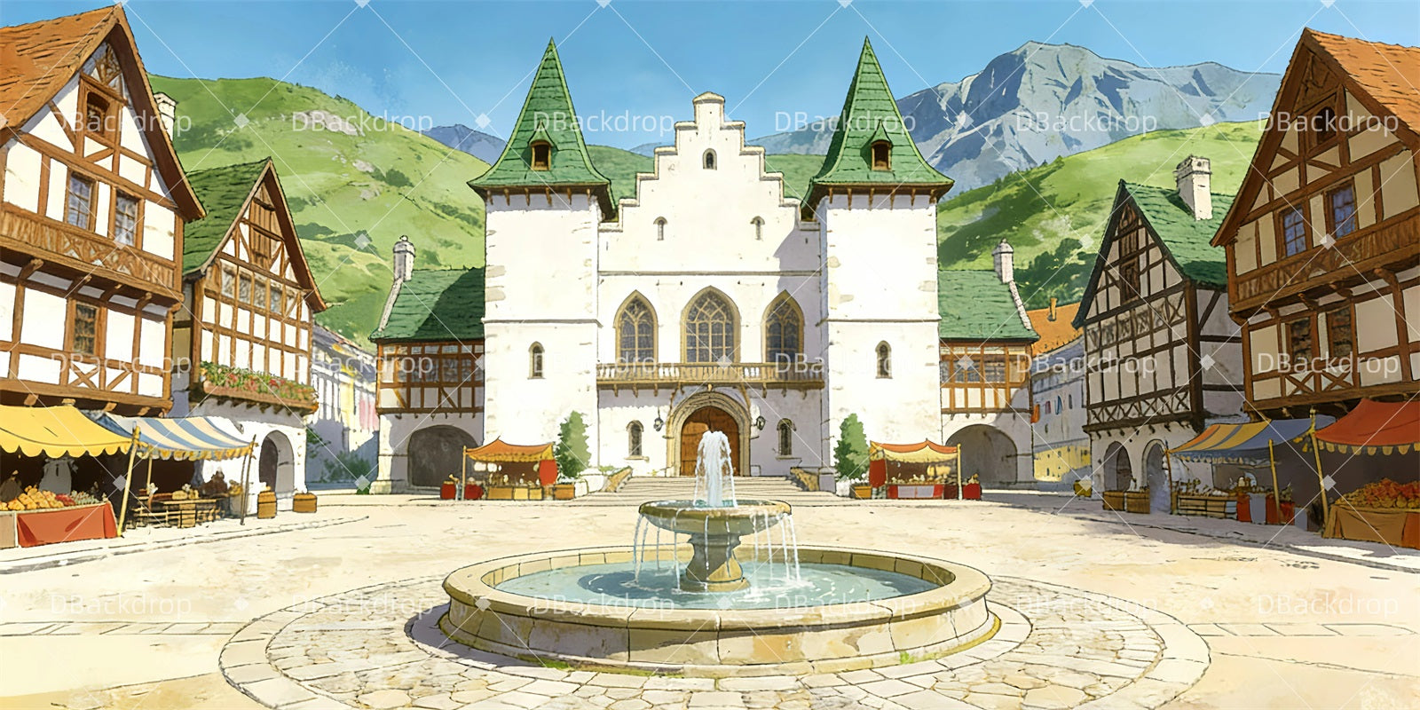 Theater Stage Backdrop Country Square Performance Backdrop GQ63-T71