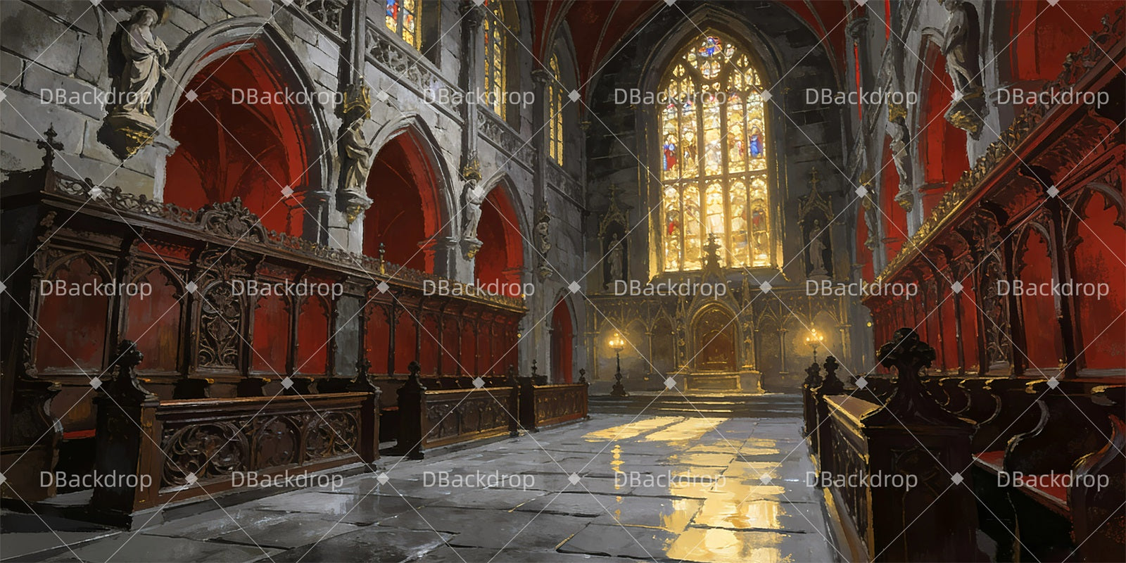 Church Stage Backdrops Gothic Castle Theater Backdrop GQ63-T74