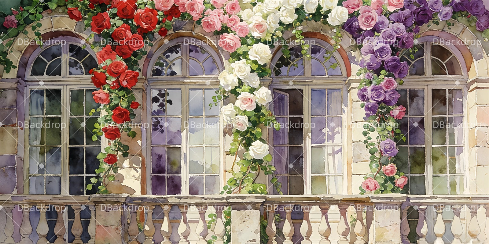 Dance Recital Backdrop Floral Terrace School Play Backdrops GQ63-T80