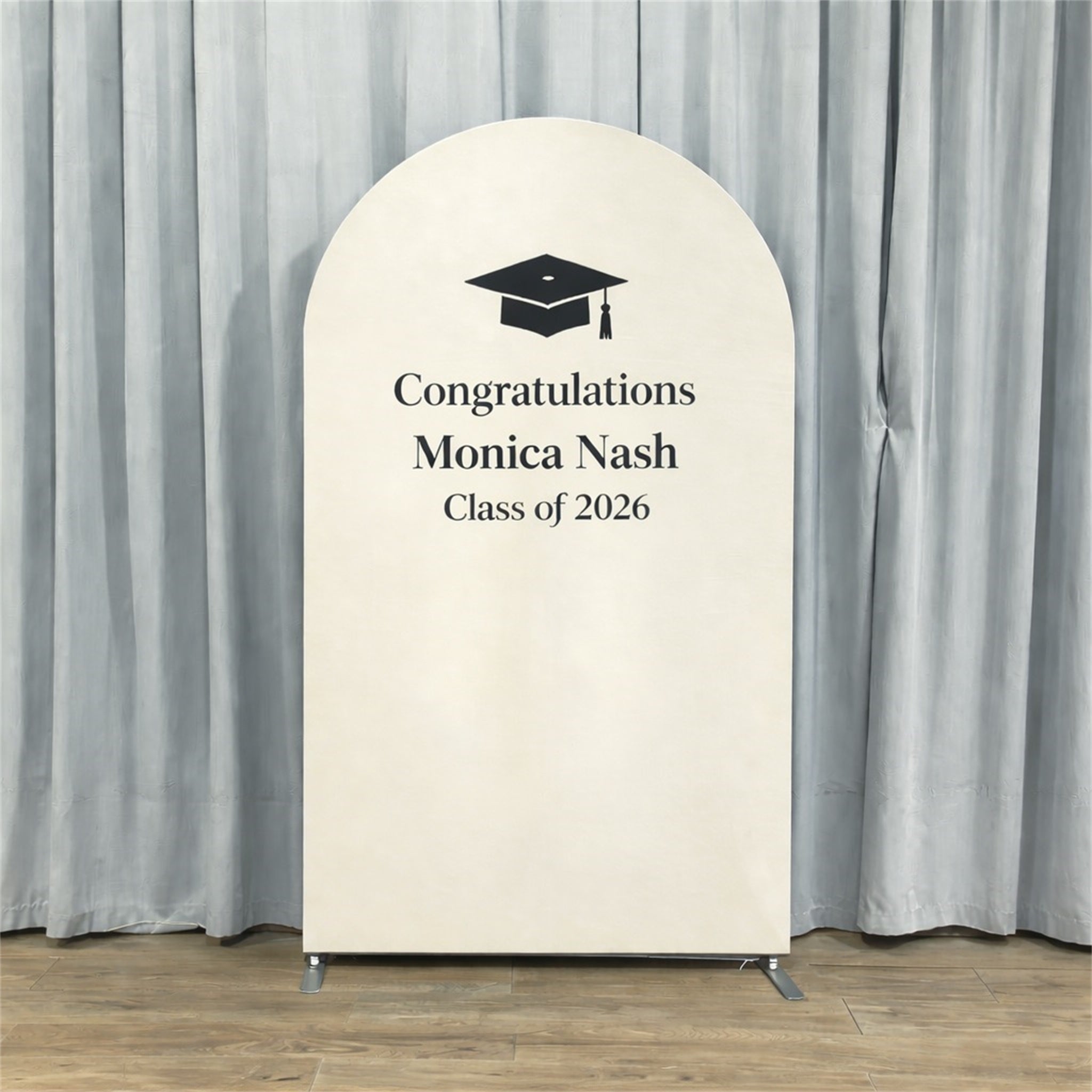 Graduation Arch Backdrop Beige Classic Typography Personalized Graduation Arch Backdrop GQ64-15