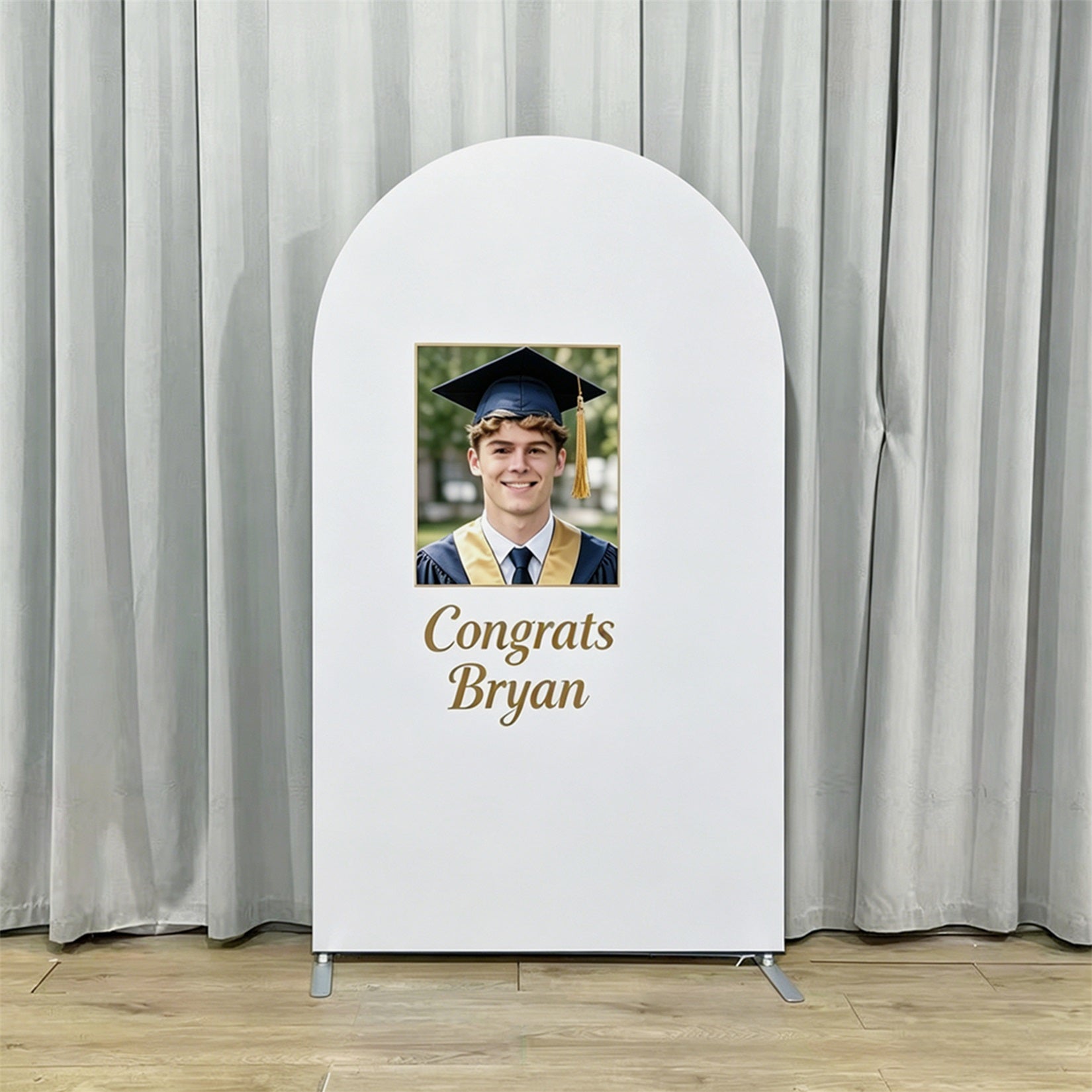 Graduation Backdrop With Picture White Arch Party Decor Custom Graduation Backdrop With Photo GQ64-27